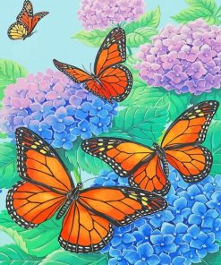 Monarch Butterfly and Blue Flower Paint By Numbers