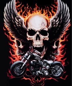 Motocross Floral Skull Paint By Numbers