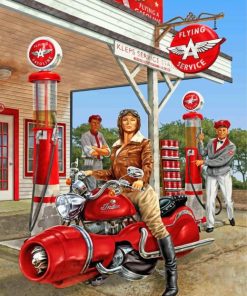 Motorcyclist Woman-Themed Paint By Numbers
