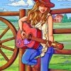 Musician Cowgirl Guitar Paint By Numbers