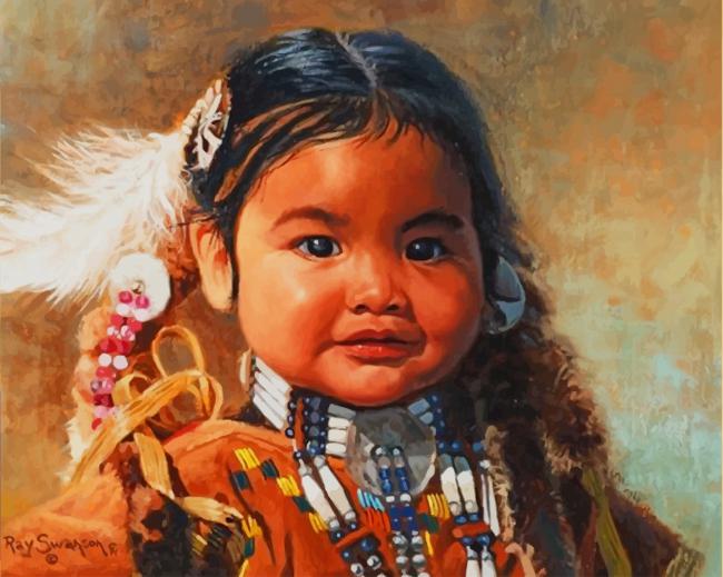Finalizing Native American Indian Girl Paint By Numbers Artwork
