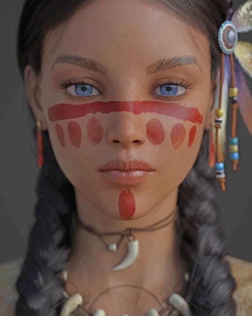 Finalizing artwork of Native American Girl