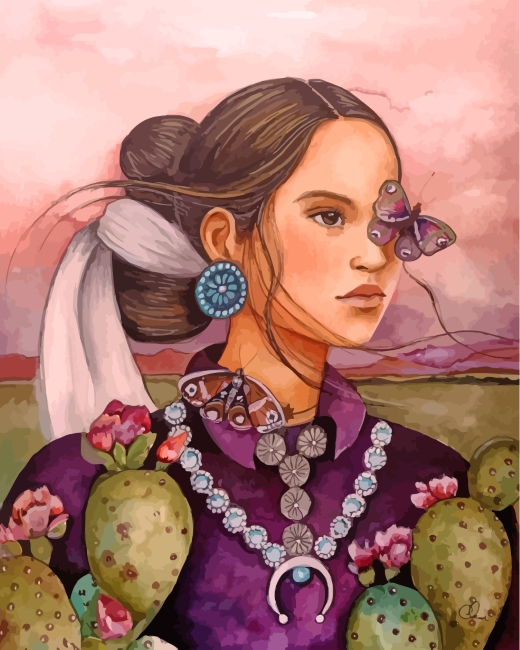 Finalizing Navajo Woman Paint By Numbers Artwork