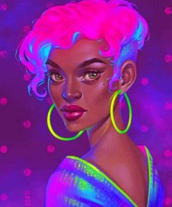 Neon Black Girl Painting Paint By Numbers