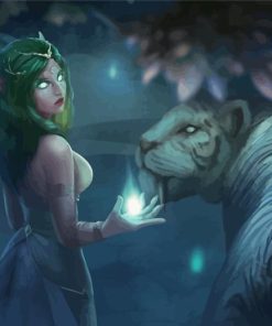 Fantasy Elf and Tiger Paint By Numbers