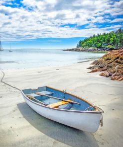 Seaside Boat Serenity Paint By Numbers