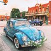 Classic Blue Volkswagen Beetle Paint By Numbers
