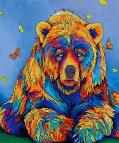 Colorful Bear and Butterflies Paint By Numbers