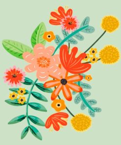 Colorful Flowers Illustration Paint By Numbers