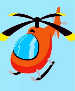 Easy Orange Helicopter Paint By Numbers