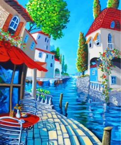River Houses Scene Paint By Numbers