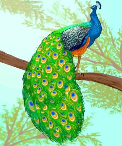 Blue Golden Peacock Paint By Numbers