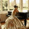 Melancholic Woman at Piano Paint By Numbers