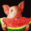 Playful Pig with Watermelon Paint By Numbers