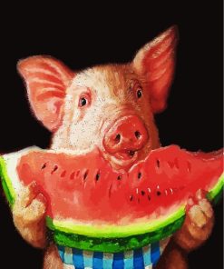Playful Pig with Watermelon Paint By Numbers