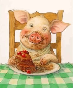 Pig Cake Feast Paint By Numbers