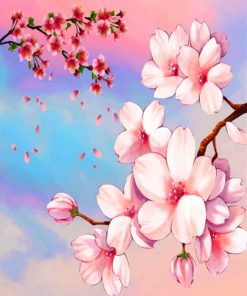 Pink Cherry Blossom Paint By Numbers
