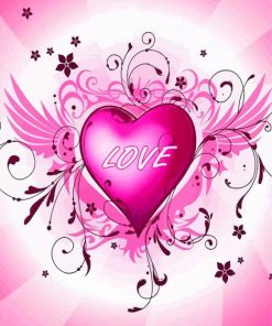 Pink Heart Love Paint By Numbers