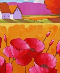 Pink Poppies Flower Paint By Numbers