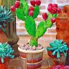 Prickly Pear Cactus Plant Pots Paint By Numbers