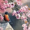 Pink Floral Birds Paint By Numbers