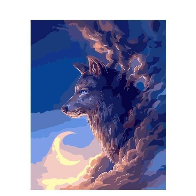 Cloud Wolf Crescent Moon Paint By Numbers