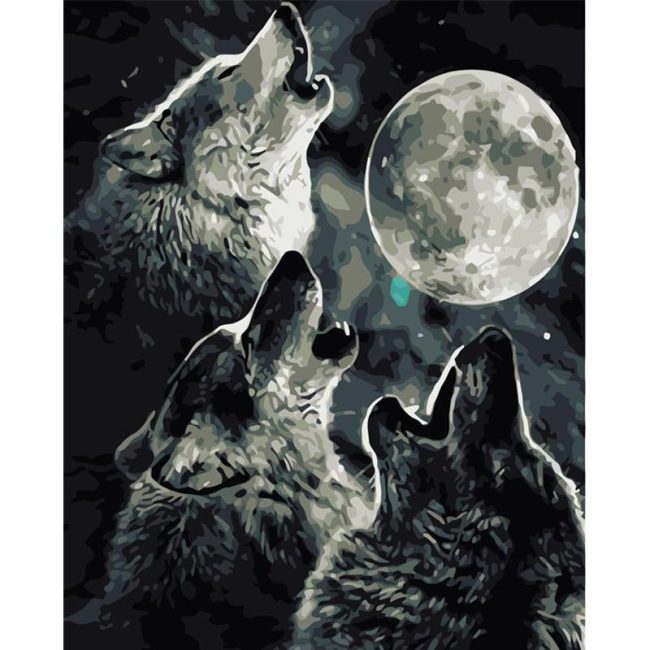 Grey Wolf Moon Paint By Numbers