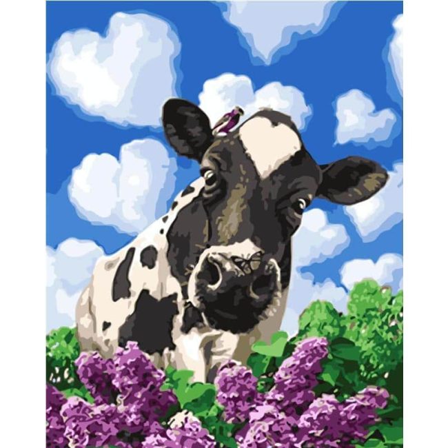 Cow and Calf in Blooms Paint By Numbers