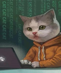 Grey Cat Programmer Paint By Numbers