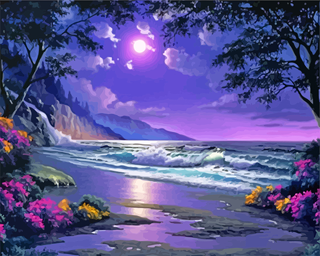 Finalizing the Purple Moonlit Seascape artwork
