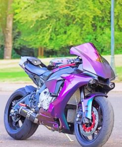 Purple Motorcycle Engines Paint By Numbers