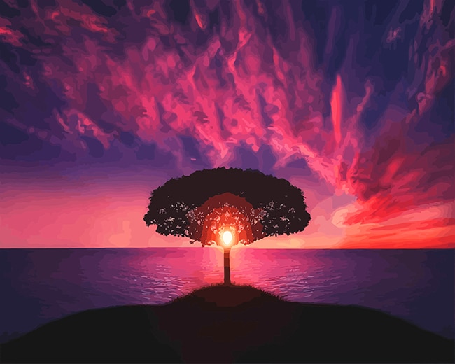 Finalizing the artwork with Purple Sky Landscape