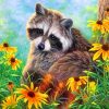 Raccoon and Flowers Paint By Numbers