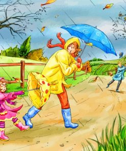 Mother and Daughter Rainy Day Paint By Numbers