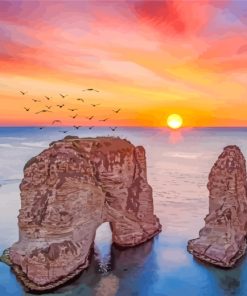 Raouche Rock Sunset Paint By Numbers