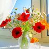 Red and Orange Flower Vase Paint By Numbers