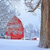 Winter Red Barn Paint By Numbers