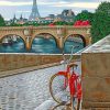 Parisian Red Bike Scene Paint By Numbers