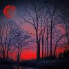 Red Moonlit Forest Paint By Numbers