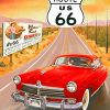 Route 66 Red Muscle Car Paint By Numbers