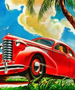 Vintage Red Car Paint By Numbers