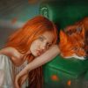 Red Haired Woman and Fox Paint By Numbers