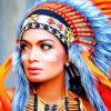 Native Woman in Red Paint By Numbers
