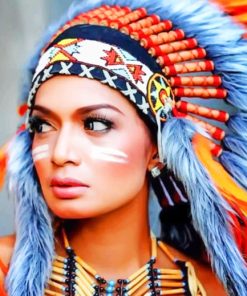 Native Woman in Red Paint By Numbers