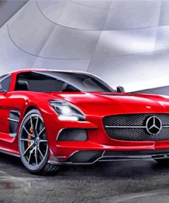 Red Mercedes SLS Cars Paint By Numbers
