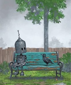 Robot and Crow Friendship Paint By Numbers