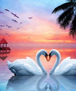 Romantic Swan Pair Paint By Numbers