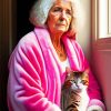 Old Woman with Cats Paint By Numbers