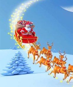 Father Christmas Santa Sleigh Paint By Numbers