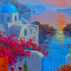 Sunset Beaches of Santorini Paint By Numbers